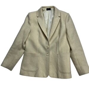 Vintage Dorene Donegal Tweed Wool Blazer Women's 12 Cream Ireland Pure New wool